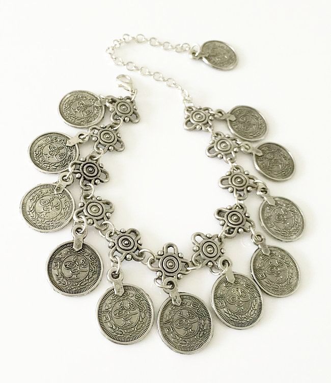 Vintage Style Metal Coin Tassel Anklet