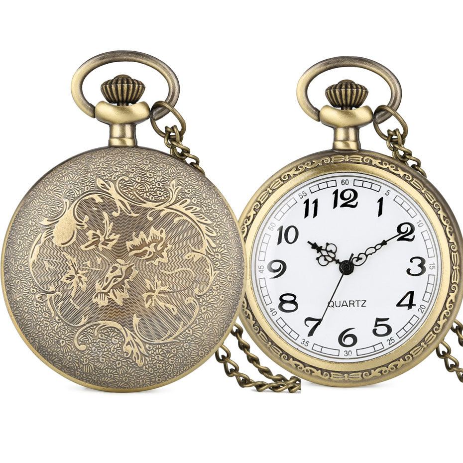 Vintage Quartz Pocket Watch Pendant with Chain