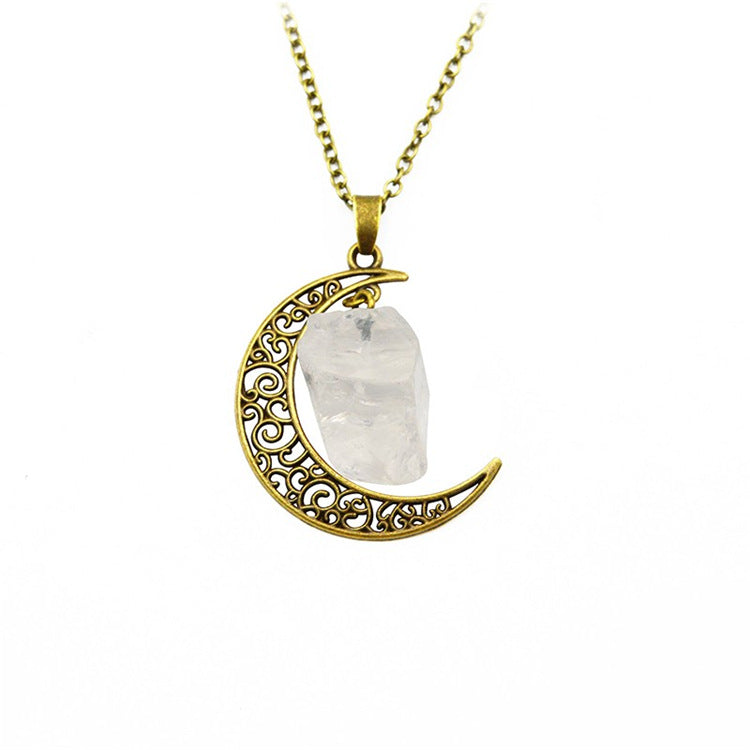 Handcrafted Minimalist Natural Stone Moon Necklace