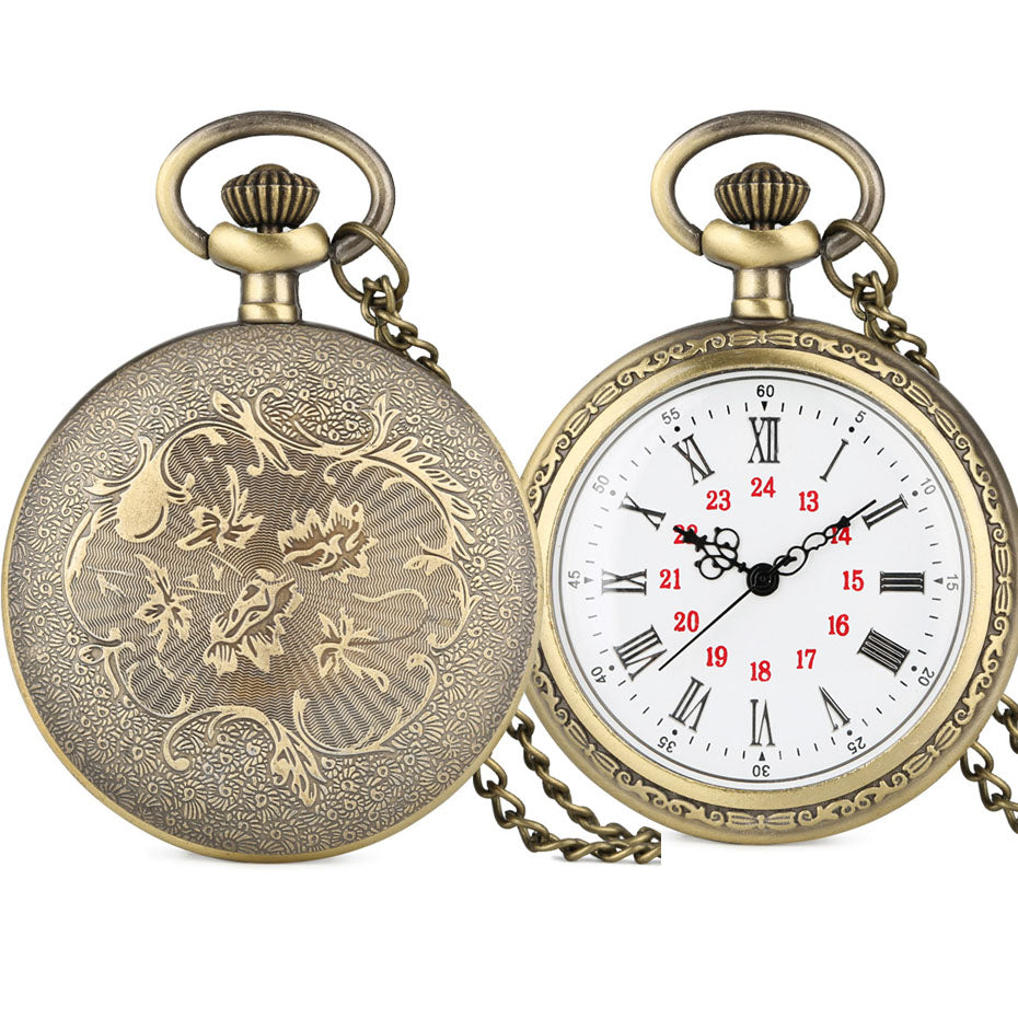 Vintage Quartz Pocket Watch Pendant with Chain