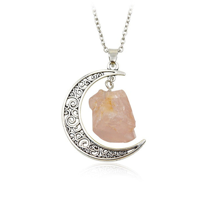 Handcrafted Minimalist Natural Stone Moon Necklace