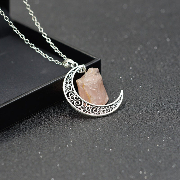Handcrafted Minimalist Natural Stone Moon Necklace