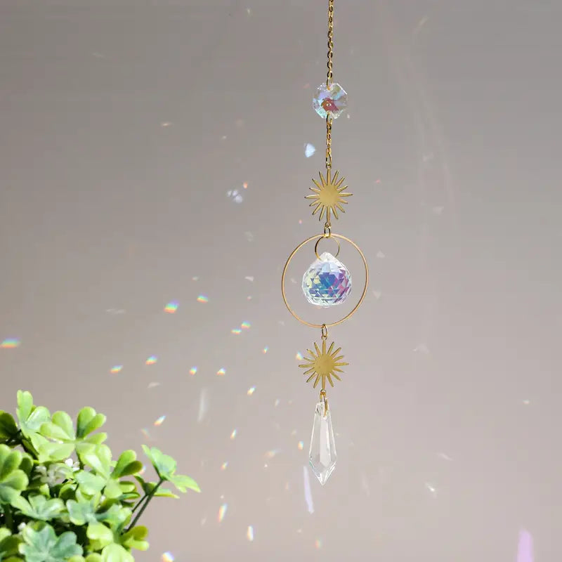 Rainbow Wind Chime Pendant Suncatcher Glass Ornament