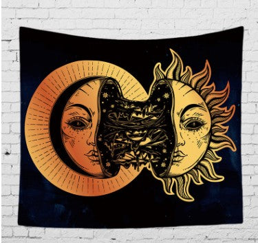 Bohemian Tapestry with Vintage Sun and Moon Design