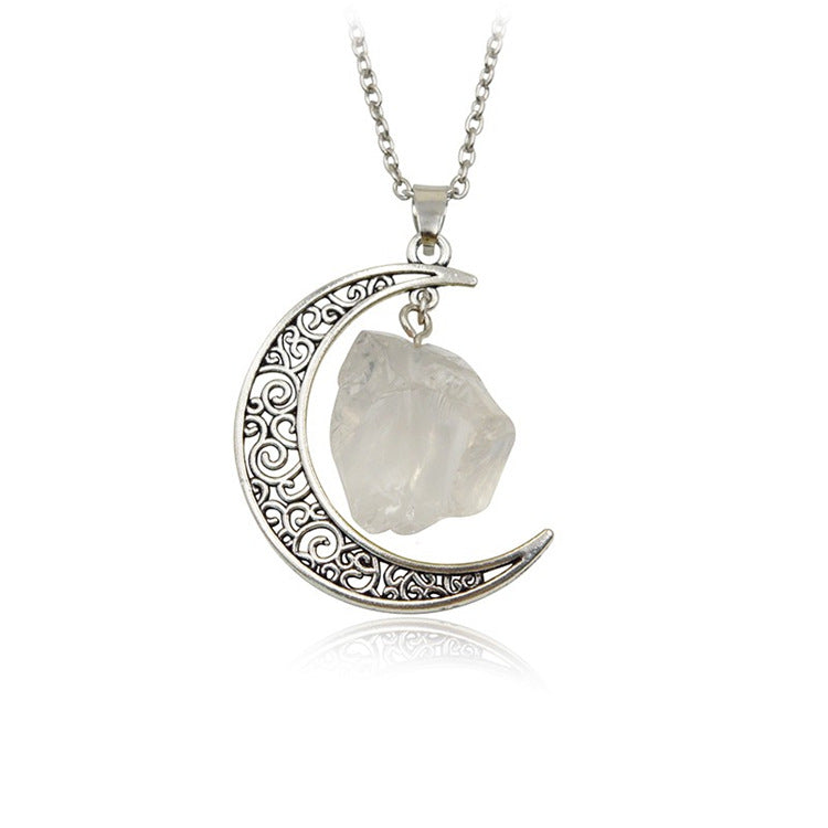 Handcrafted Minimalist Natural Stone Moon Necklace
