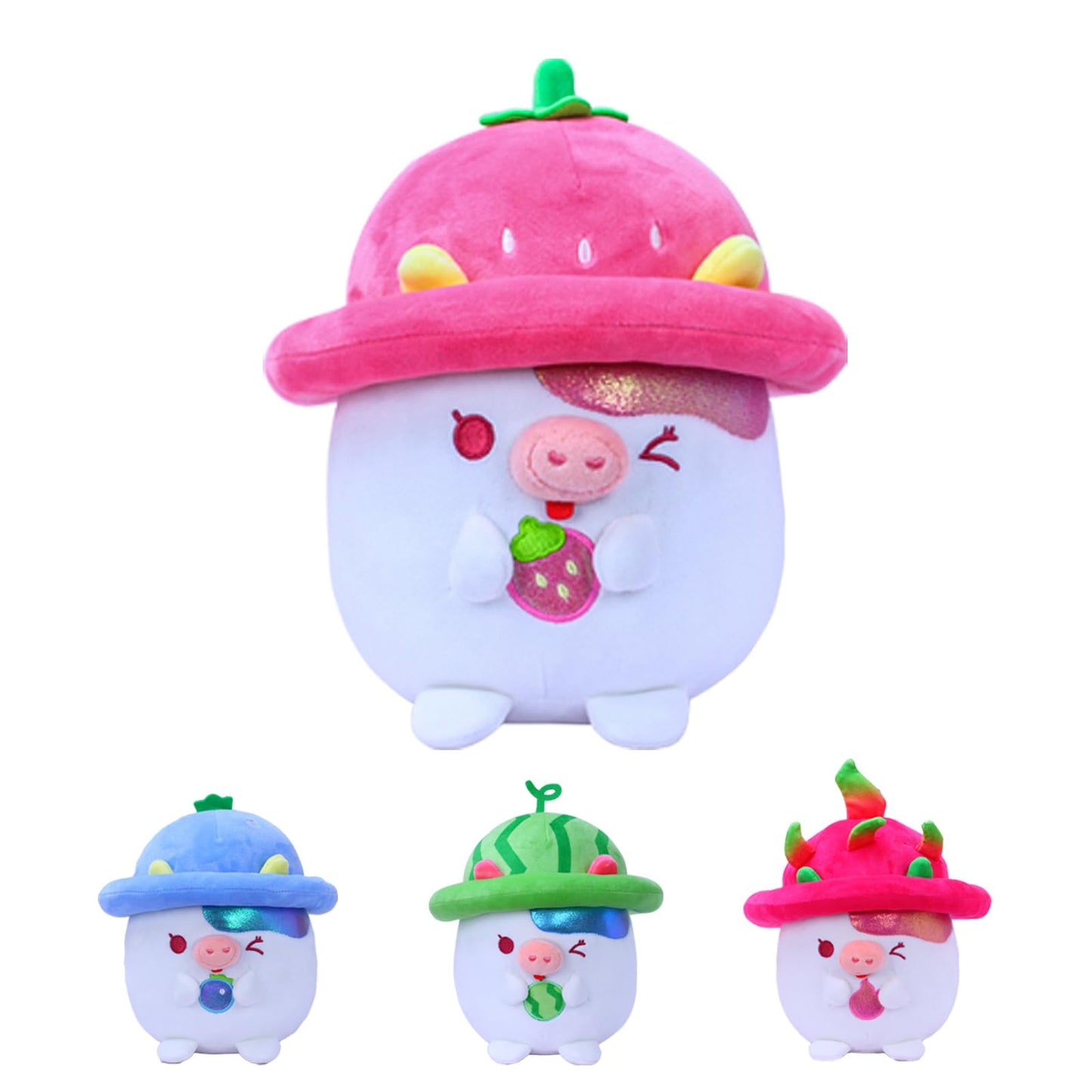 pinkmintcat 8" Mushroom Strawberry Cow Stuffed Animals - Cute Plushies & Soft Plush Toys Stuffed Cow Plush for Girls Fluffie Stuffies Throw Pillow Decoration Gift for Baby Girls Boys
