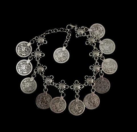 Vintage Style Metal Coin Tassel Anklet
