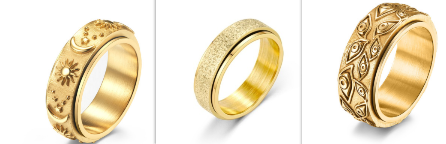 Celestial Spinner Ring — Sun, Moon & Stars